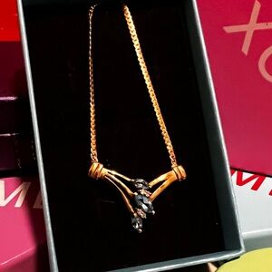 10K Gold Blue Topaz & Diamond Necklace (Read**